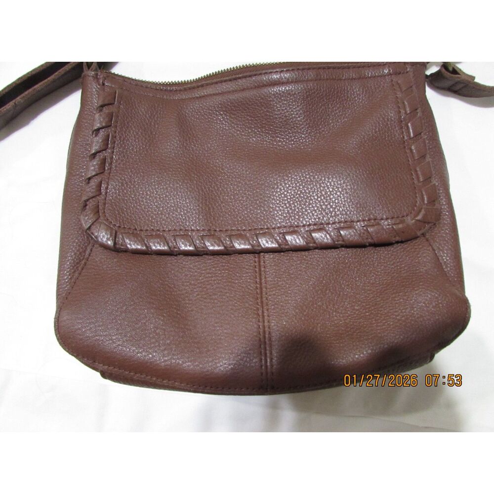 The Sak Brown Pebbled Leather Flap Crossbody